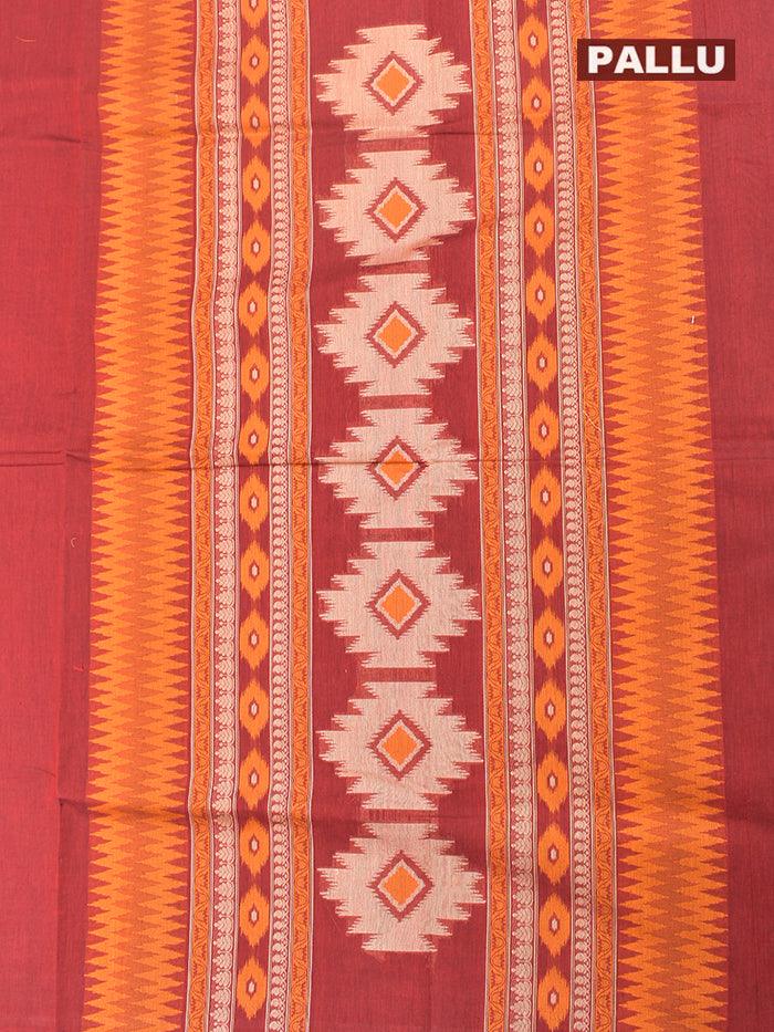 Coimbatore Cotton Maroon Saree with Thread Woven Buttas and Simple Border - Image 4