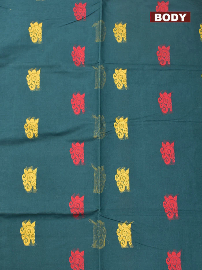 Coimbatore Cotton Navy Blue Butta Saree with Plain Border - Image 3