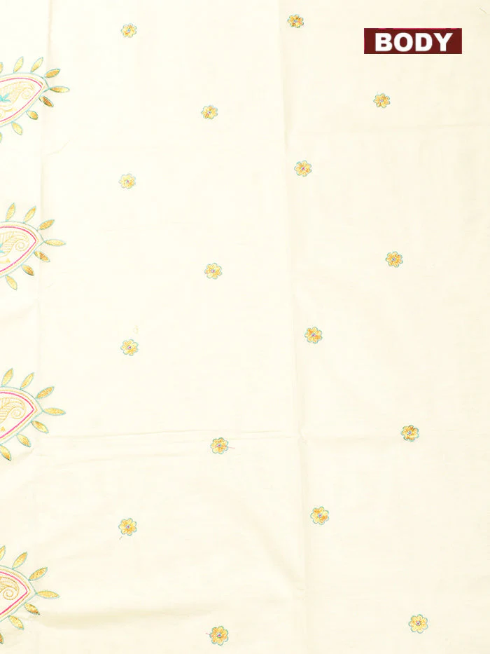 Coimbatore Cotton Off white Kerala Kasavu Saree - Image 3