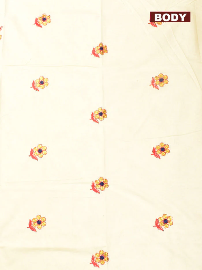Coimbatore Cotton Off white Kerala Kasavu Saree - Image 3