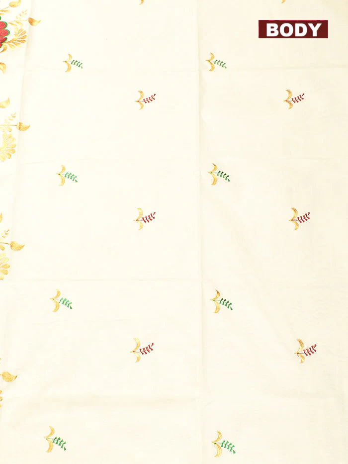 Coimbatore Cotton Off white Kerala Kasavu Saree - Image 3