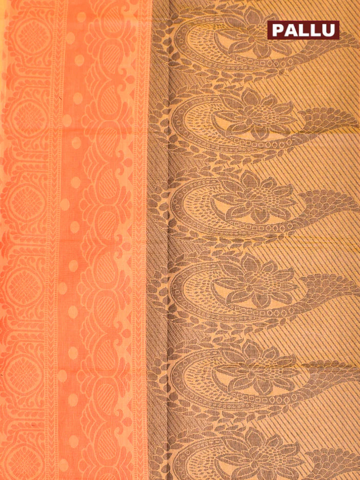 Coimbatore Cotton Orange Butta Saree with Plain Border - Image 4