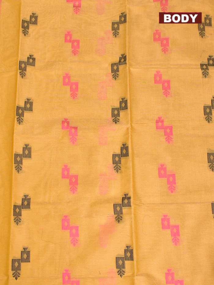 Coimbatore Cotton Orange Butta Saree with Thread Woven Border - Image 3