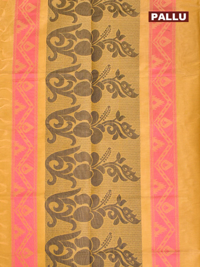 Coimbatore Cotton Orange Butta Saree with Thread Woven Border - Image 4