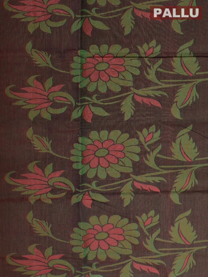Coimbatore Cotton Orange Emboss Saree with Thread Woven Border - Image 3