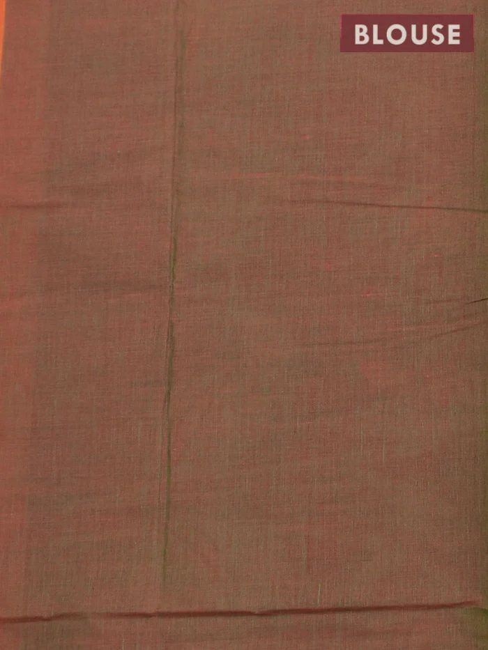 Coimbatore Cotton Orange Emboss Saree with Thread Woven Border - Image 4