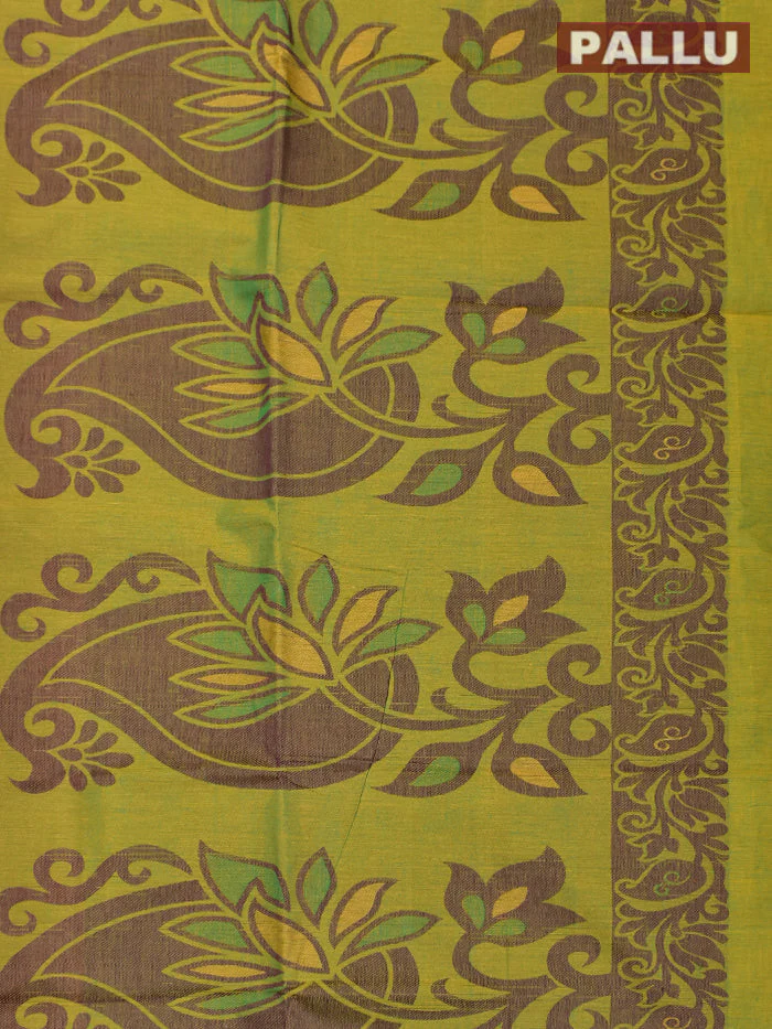 Coimbatore Cotton Orange Emboss Saree with Thread Woven Border - Image 3