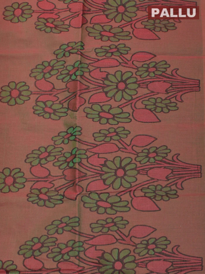 Coimbatore Cotton Orange Emboss Saree with Thread Woven Border - Image 3