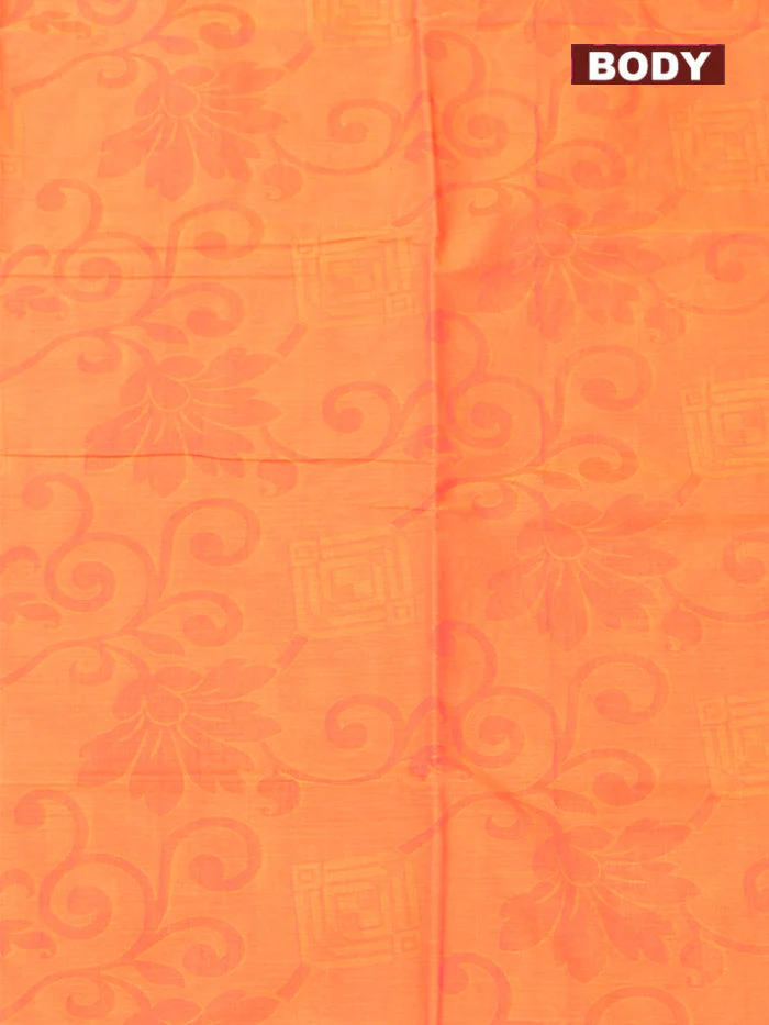 Coimbatore Cotton Orange Emboss Saree with Thread Woven Border - Image 3