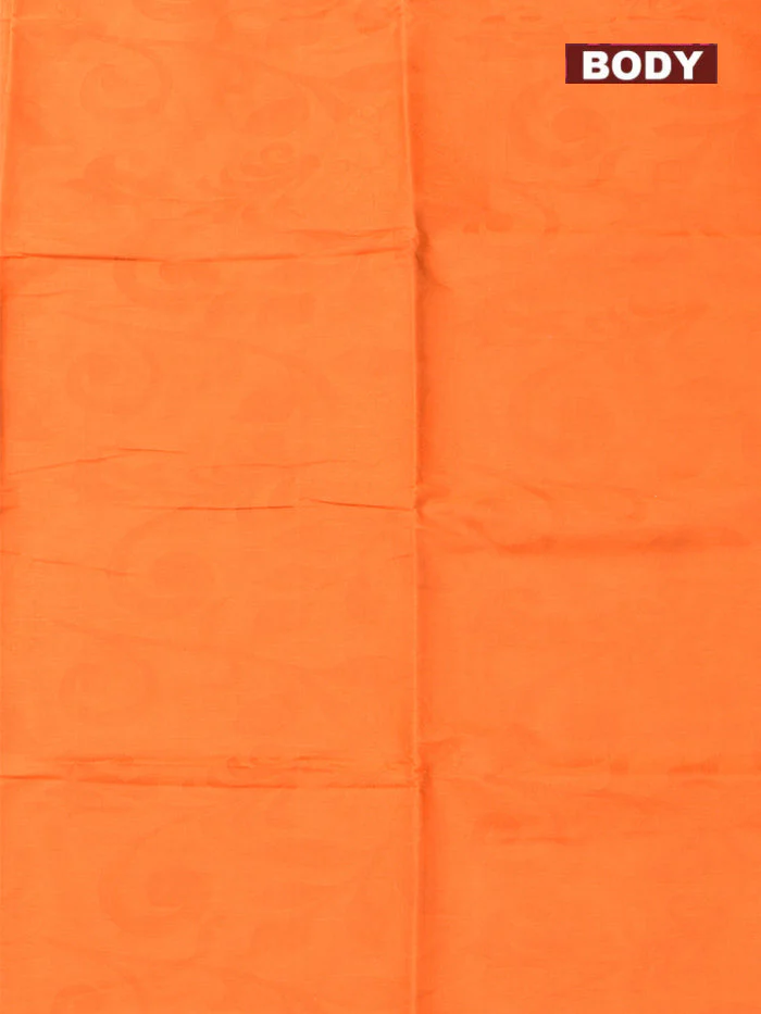 Coimbatore Cotton Orange Emboss Saree with Thread Woven Border - Image 3