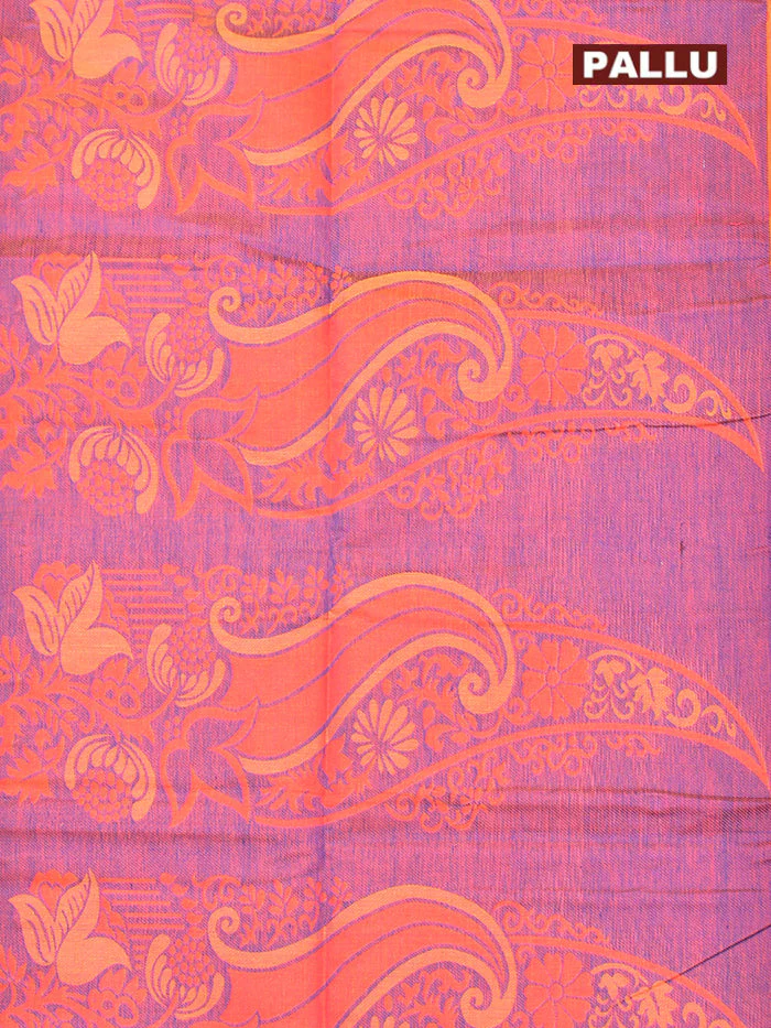 Coimbatore Cotton Orange Emboss Saree with Thread Woven Border - Image 4