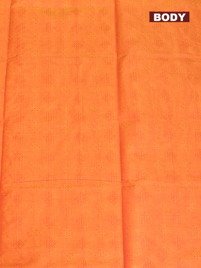 Coimbatore Cotton Orange Fancy Emboss Saree with Thread Woven Border - Image 3