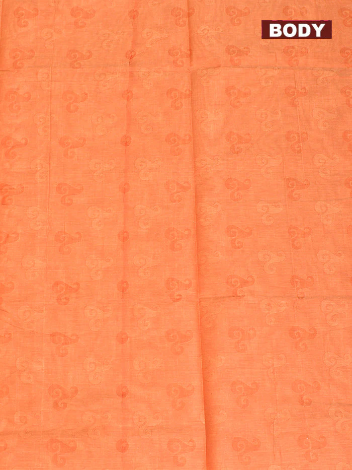 Coimbatore Cotton Orange Fancy Emboss Saree with Thread Woven Border - Image 3