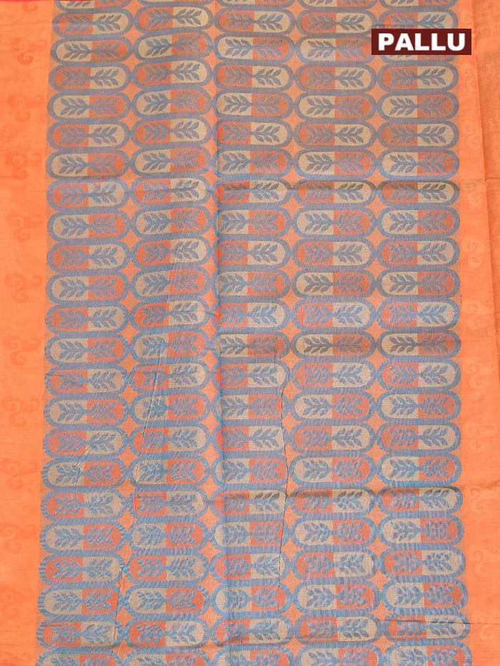 Coimbatore Cotton Orange Fancy Emboss Saree with Thread Woven Border - Image 4