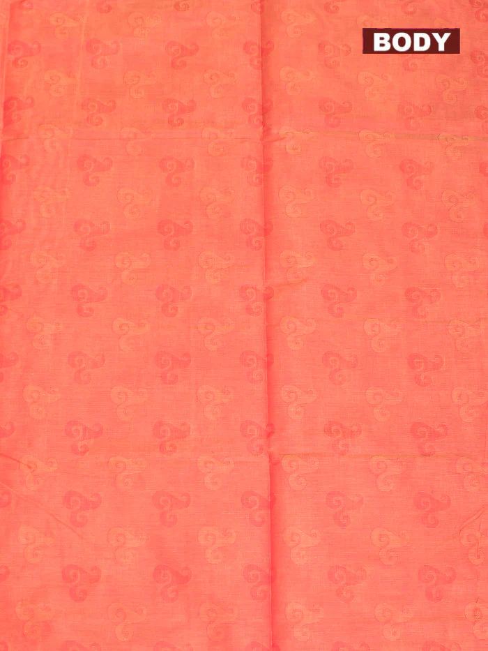 Coimbatore Cotton Orange Fancy Emboss Saree with Thread Woven Border - Image 3