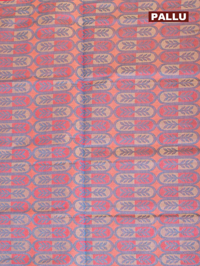 Coimbatore Cotton Orange Fancy Emboss Saree with Thread Woven Border - Image 4