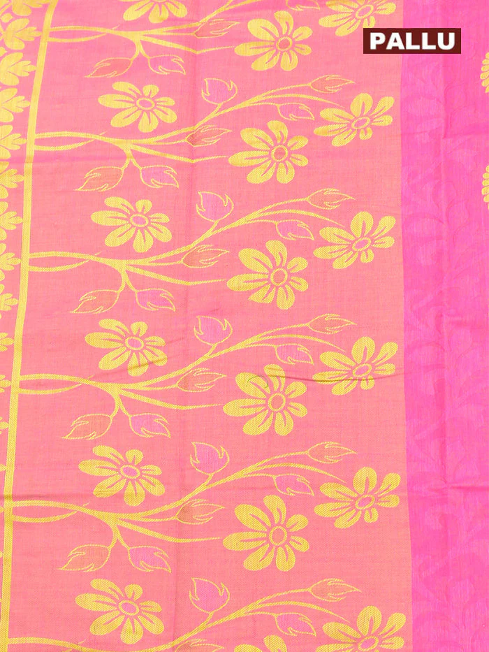 Coimbatore Cotton Pink Butta Saree with Thread Woven Border - Image 4