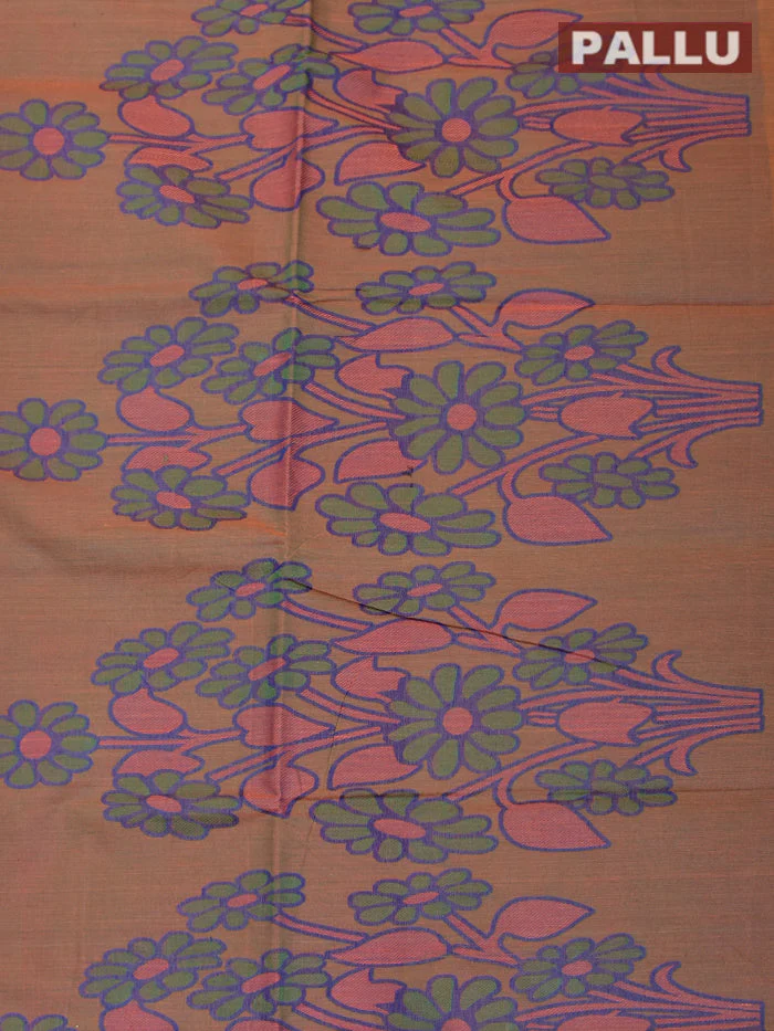 Coimbatore Cotton Pink Emboss Saree with Thread Woven Border - Image 3