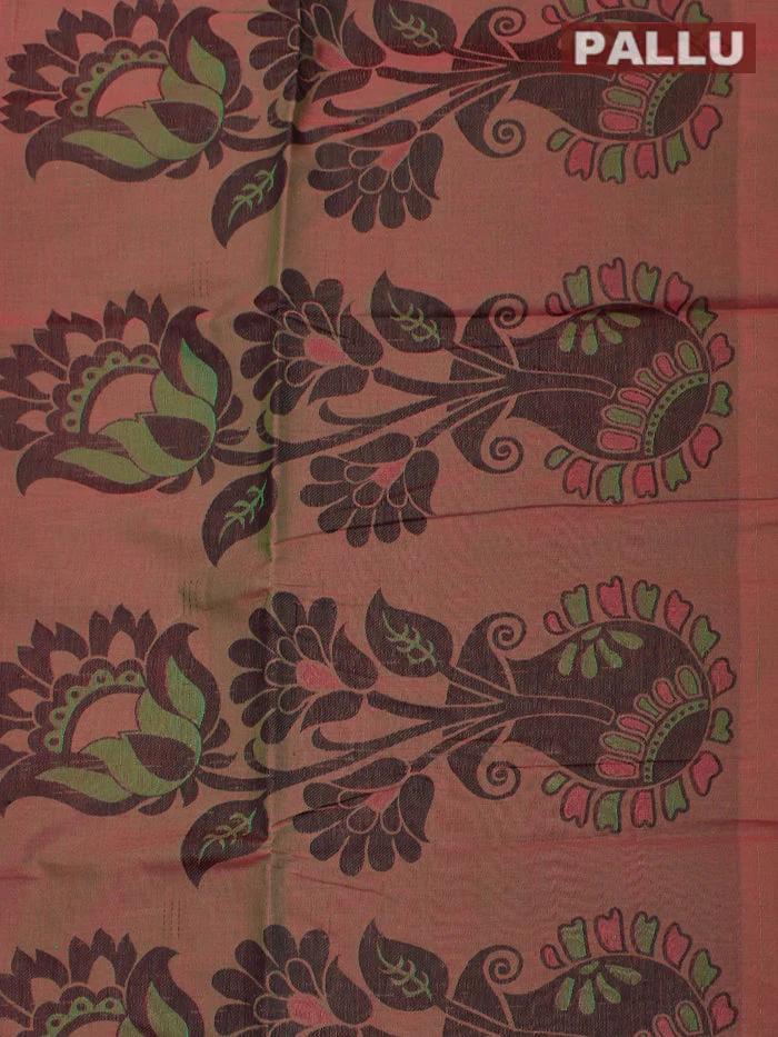 Coimbatore Cotton Pink Emboss Saree with Thread Woven Border - Image 3