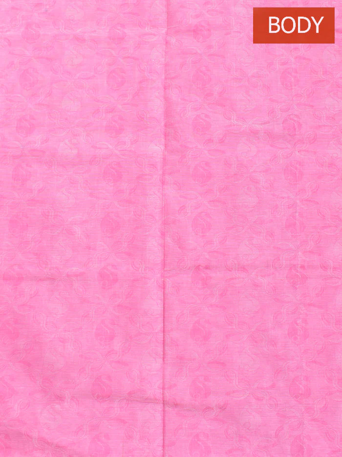 Coimbatore Cotton Pink Fancy Emboss Saree with Thread Woven Border - Image 4