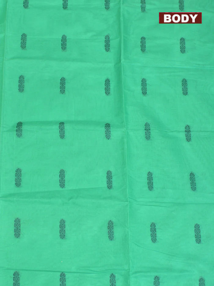 Coimbatore Cotton Rama Green Butta Saree with Plain Border - Image 3