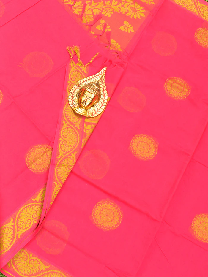 Coimbatore Cotton Red Butta Saree with Thread Woven Border - Image 2
