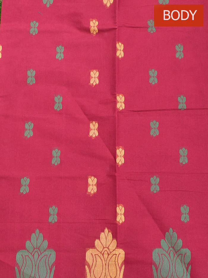 Coimbatore Cotton Red Color Butta Saree with Plain Border - Image 4