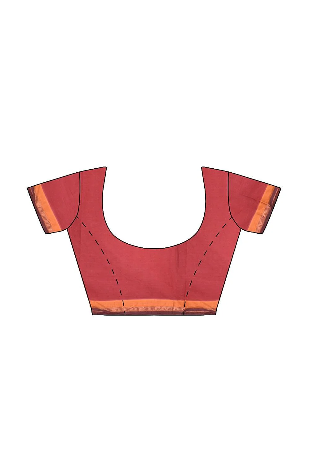 Coimbatore Cotton Red Color Saree with Copper Zari Woven Buttas - Image 4