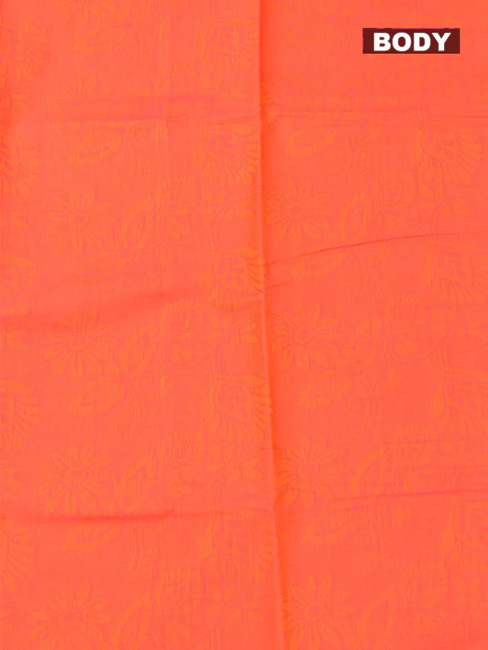 Coimbatore Cotton Red Emboss Saree with Thread Woven Border - Image 3