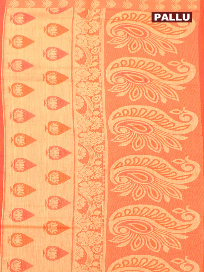 Coimbatore Cotton Red Emboss Saree with Thread Woven Border - Image 4