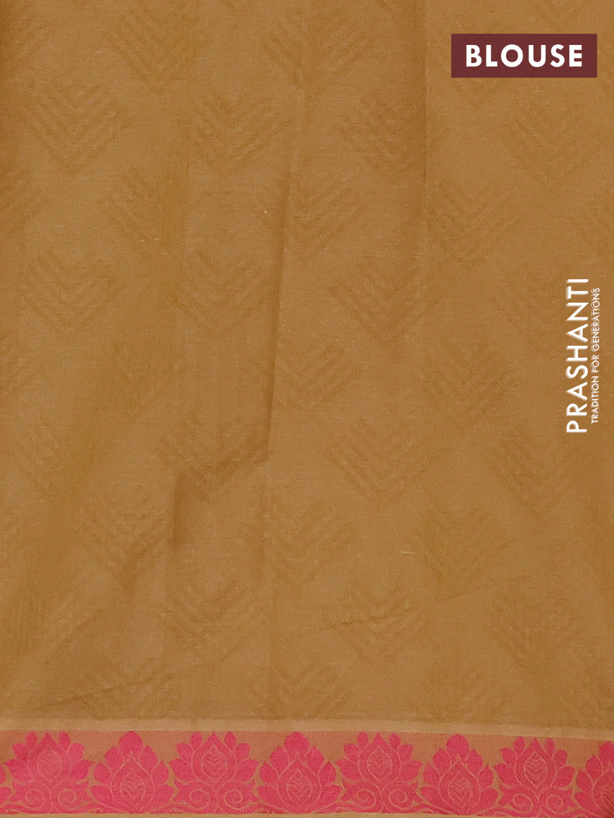 Coimbatore cotton saree dark mustard and pink with allover self emboss and thread woven border - Image 4