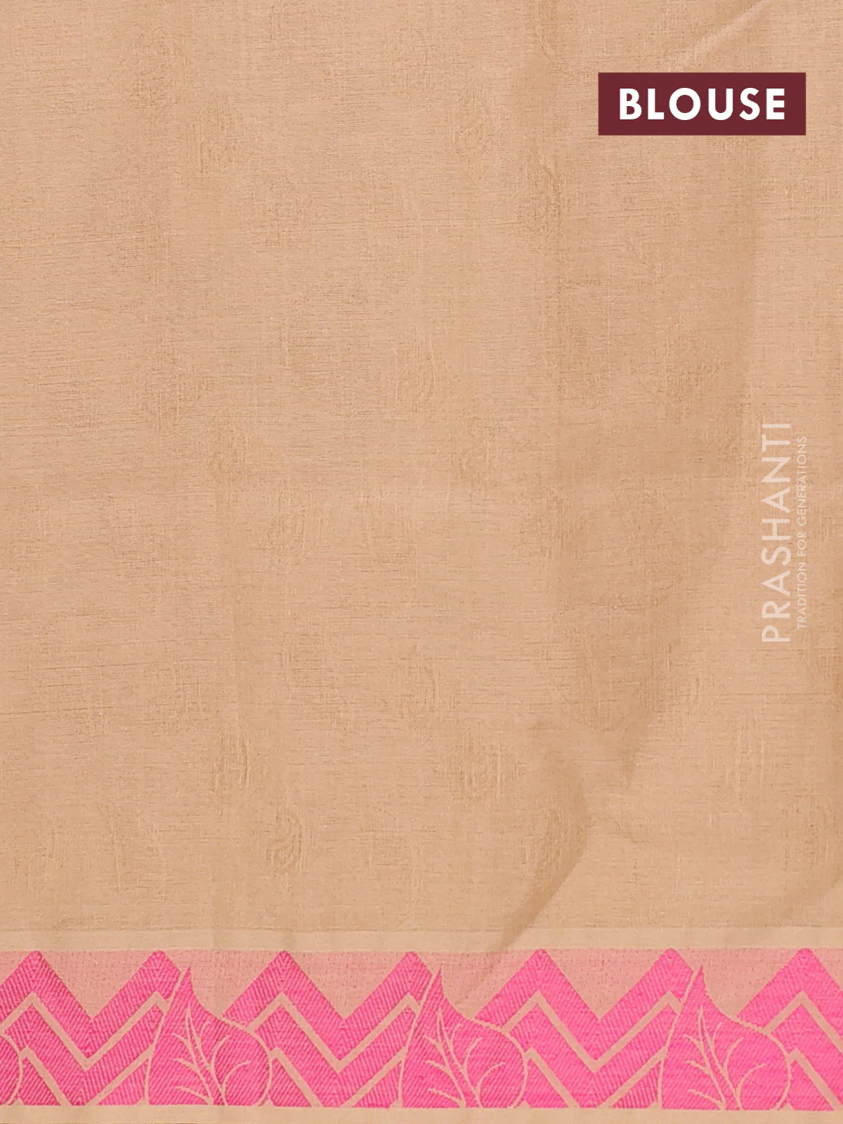 Coimbatore cotton saree sandal and pink with allover self emboss and thread woven border - Image 4
