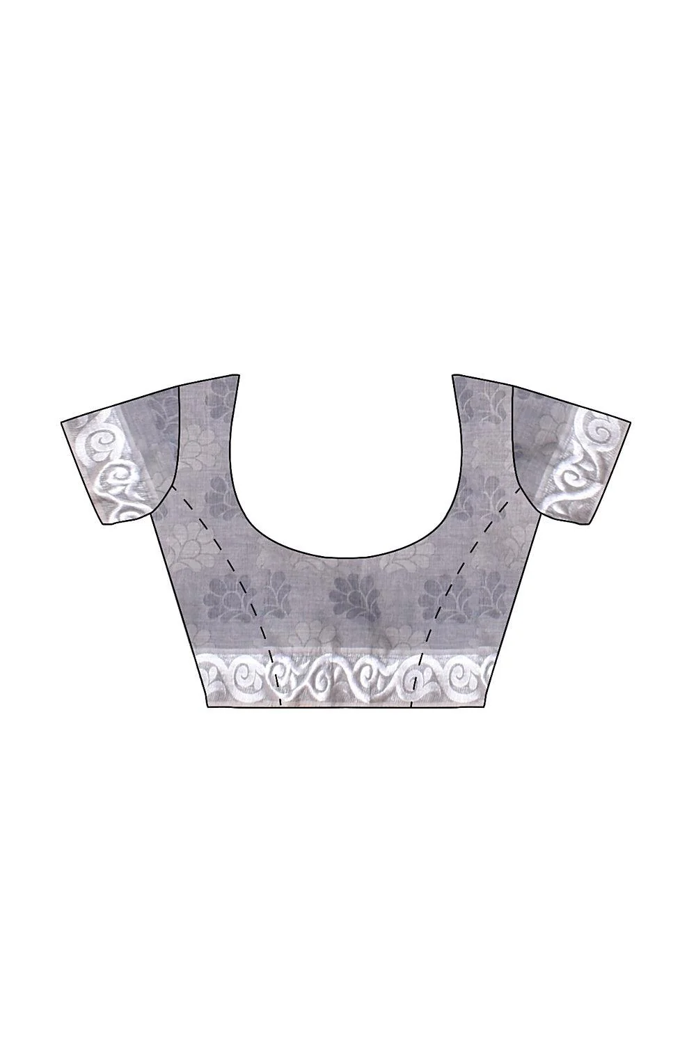 Coimbatore Cotton Silvar Zari Saree - Grey - Image 4