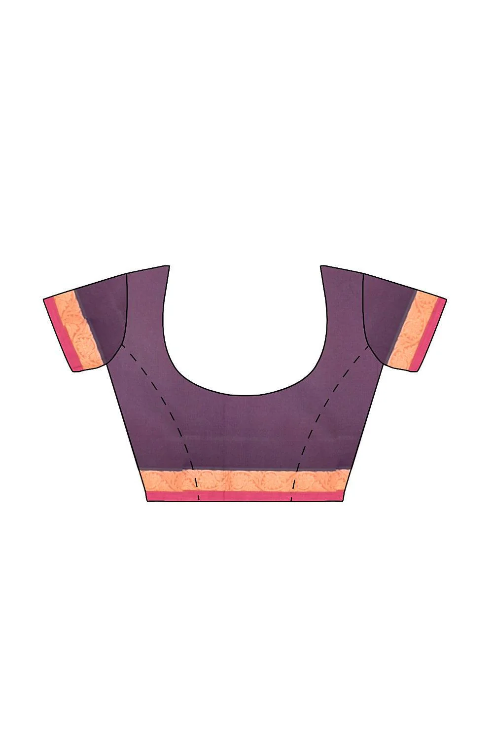 Coimbatore Cotton Violet Color Saree with Copper and Silver Zari Woven Buttas - Image 4