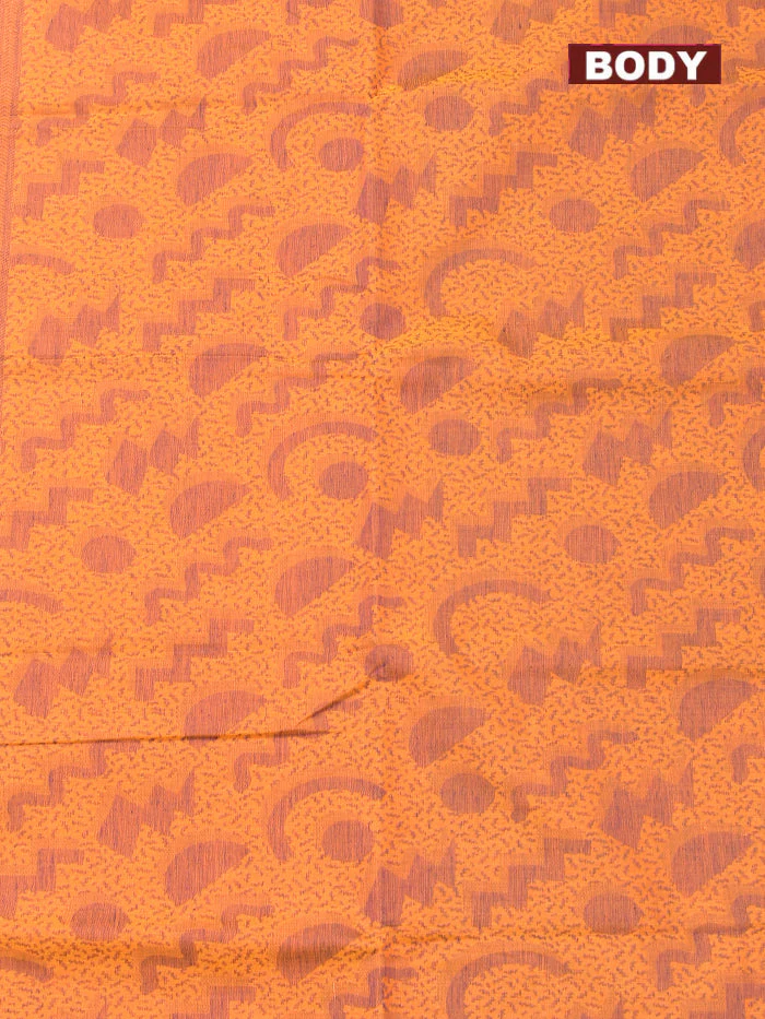 Coimbatore Cotton Yellow and Blue Shade Allself Saree with Thread Woven Border - Image 3