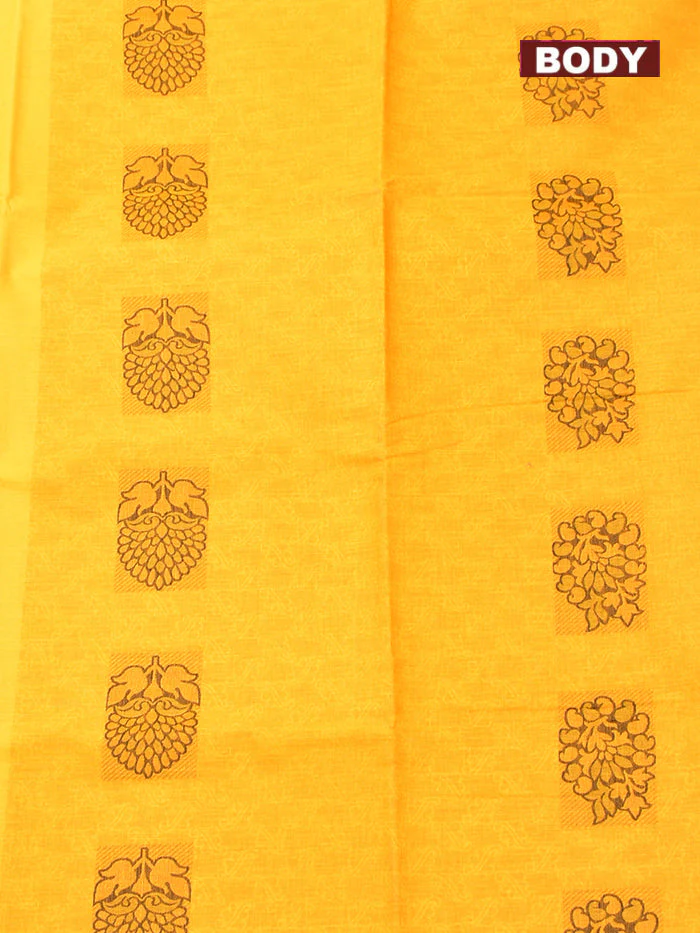 Coimbatore Cotton Yellow Butta Saree with Thread Woven Border - Image 3