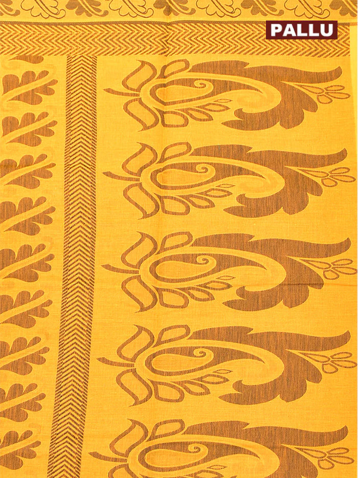 Coimbatore Cotton Yellow Butta Saree with Thread Woven Border - Image 4