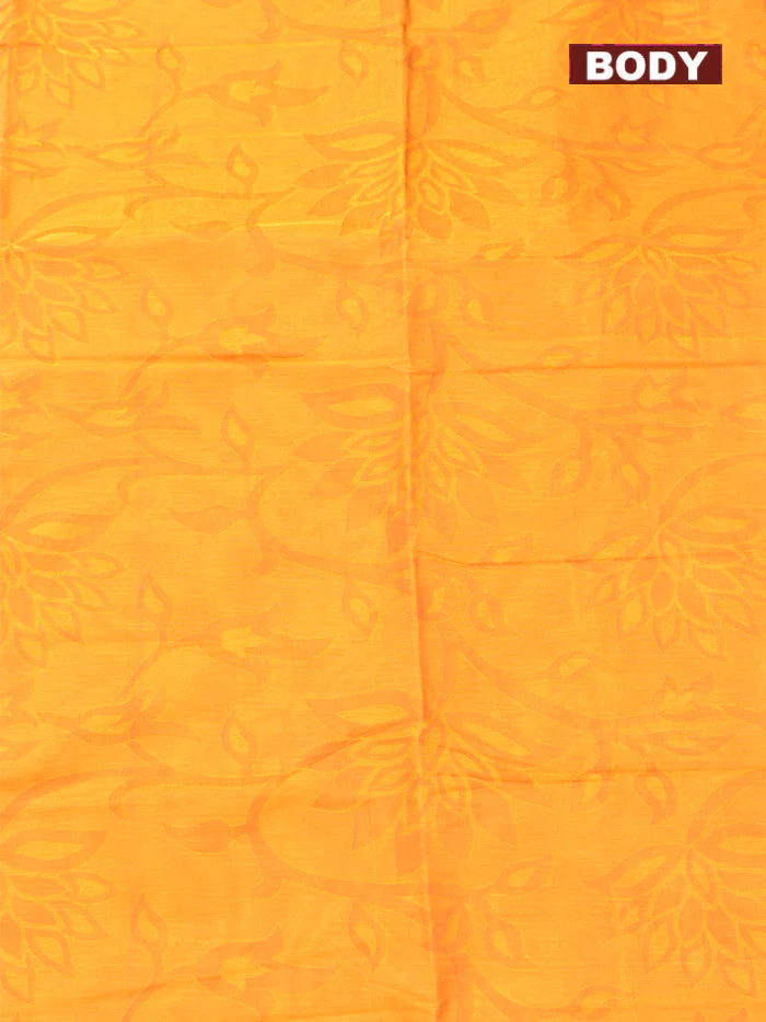 Coimbatore Cotton Yellow Emboss Saree with Thread Woven Border - Image 3