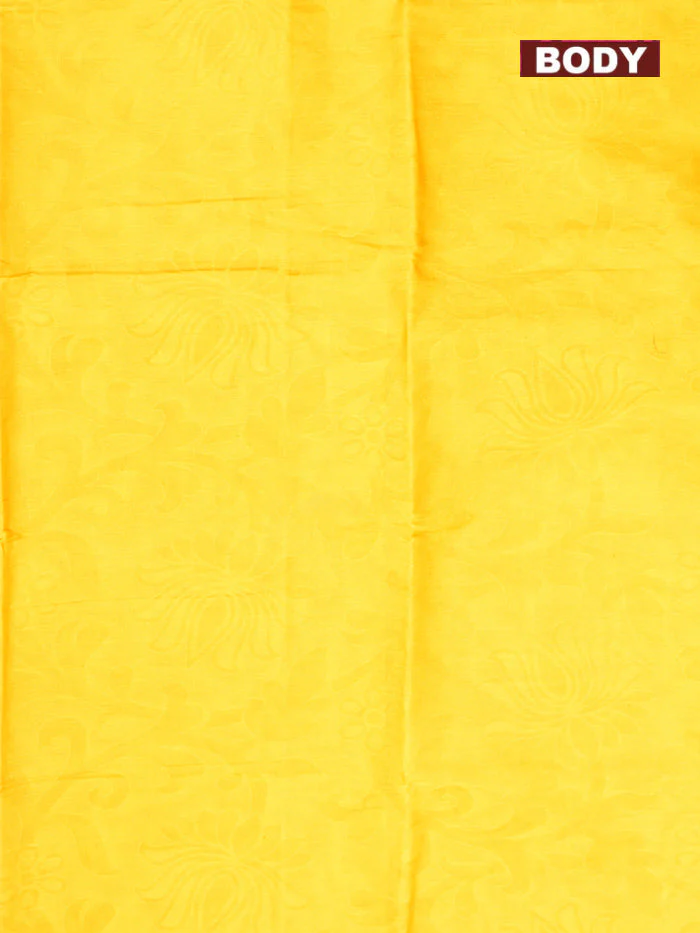 Coimbatore Cotton Yellow Emboss Saree with Thread Woven Border - Image 3