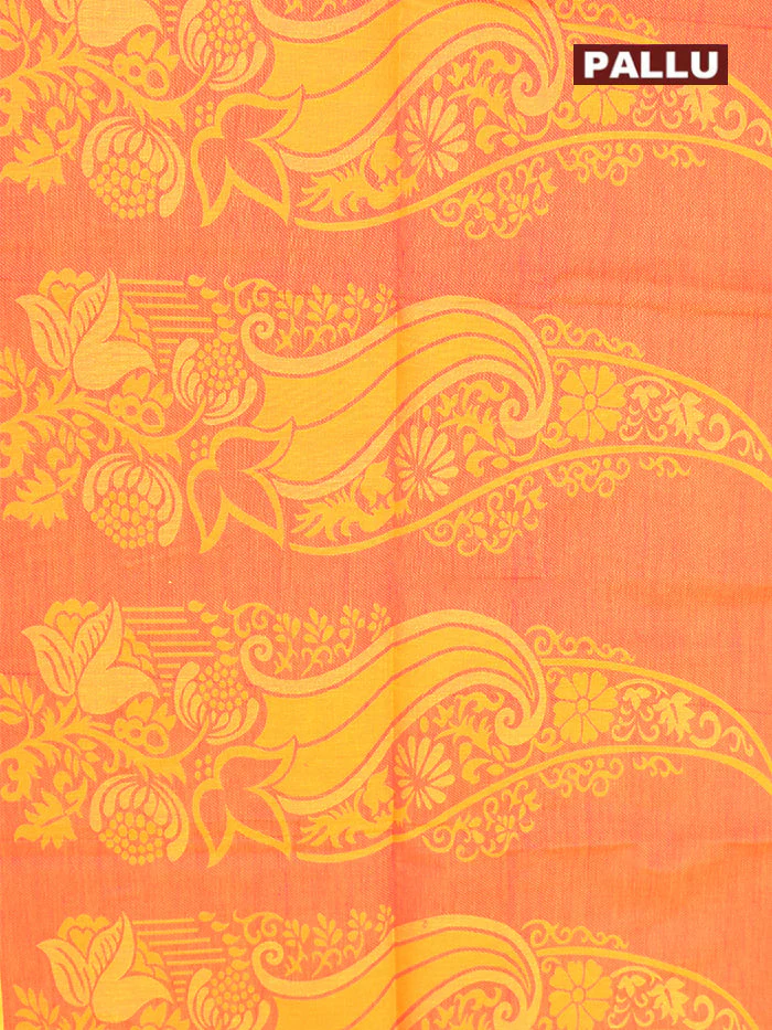 Coimbatore Cotton Yellow Emboss Saree with Thread Woven Border - Image 4