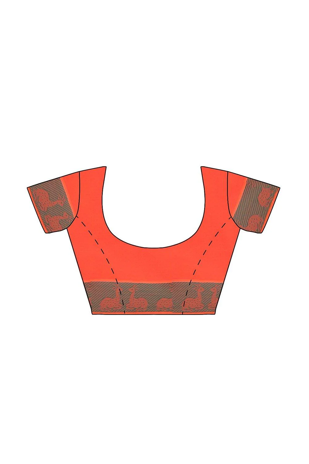 Coimbatore Emboss Cotton Saree - Orange - Image 4