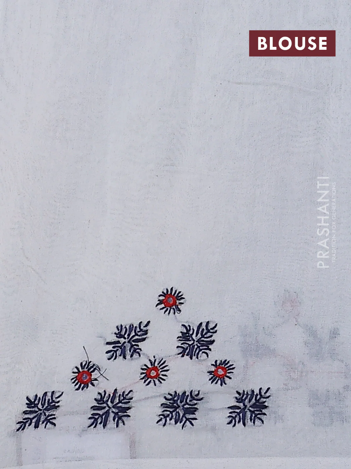 Cotton saree black and off white with allover shibori prints & mirror work and kantha stitch work pallu - Image 3