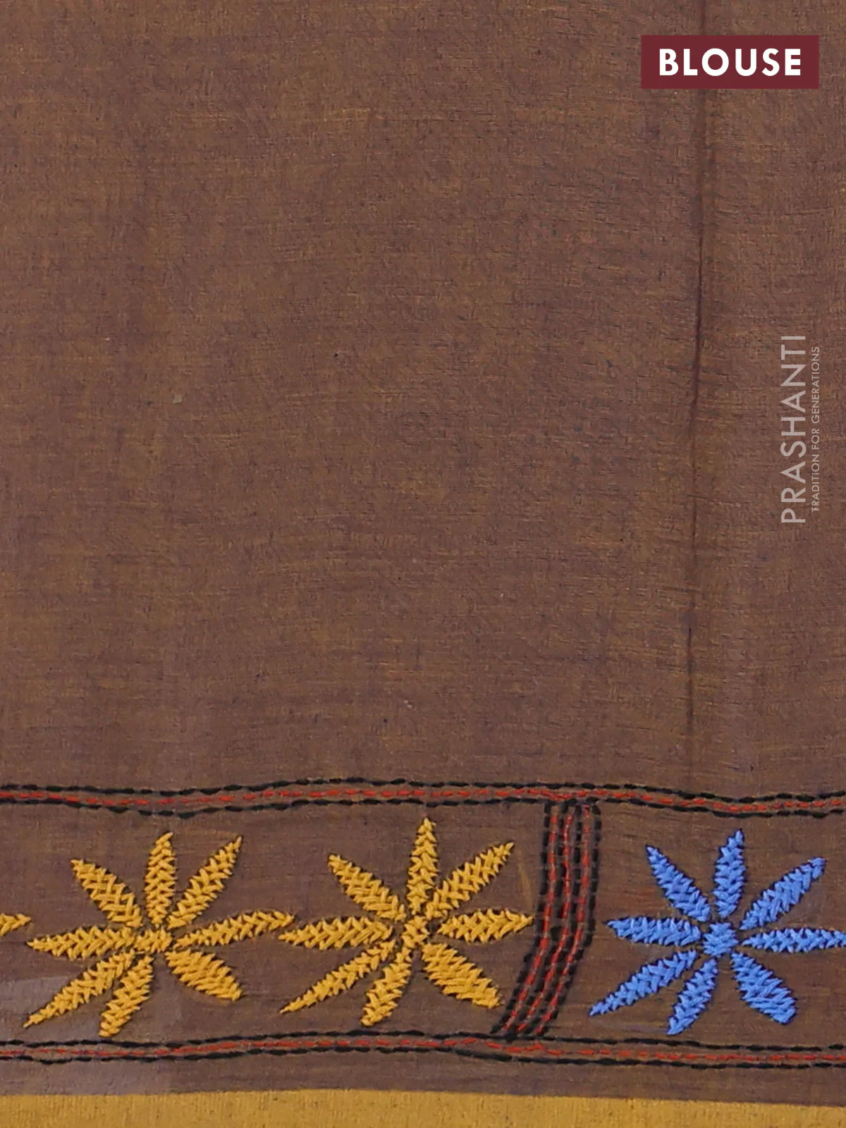 Cotton saree dual shade of violet with kantha stitch work and kantha stitch work pallu - Image 3