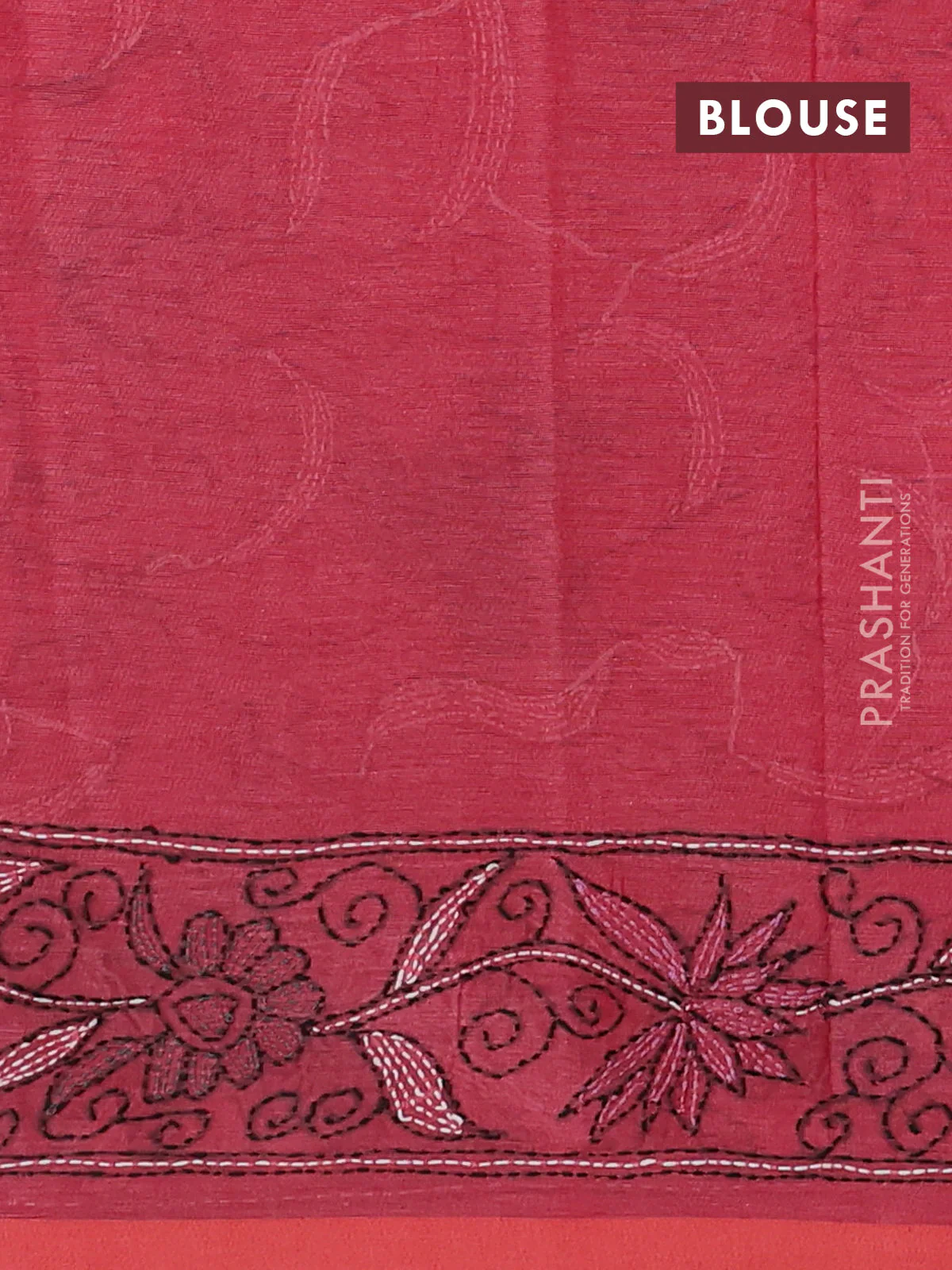 Cotton saree mauve pink with kantha stitch work and kantha stitch work pallu - Image 3