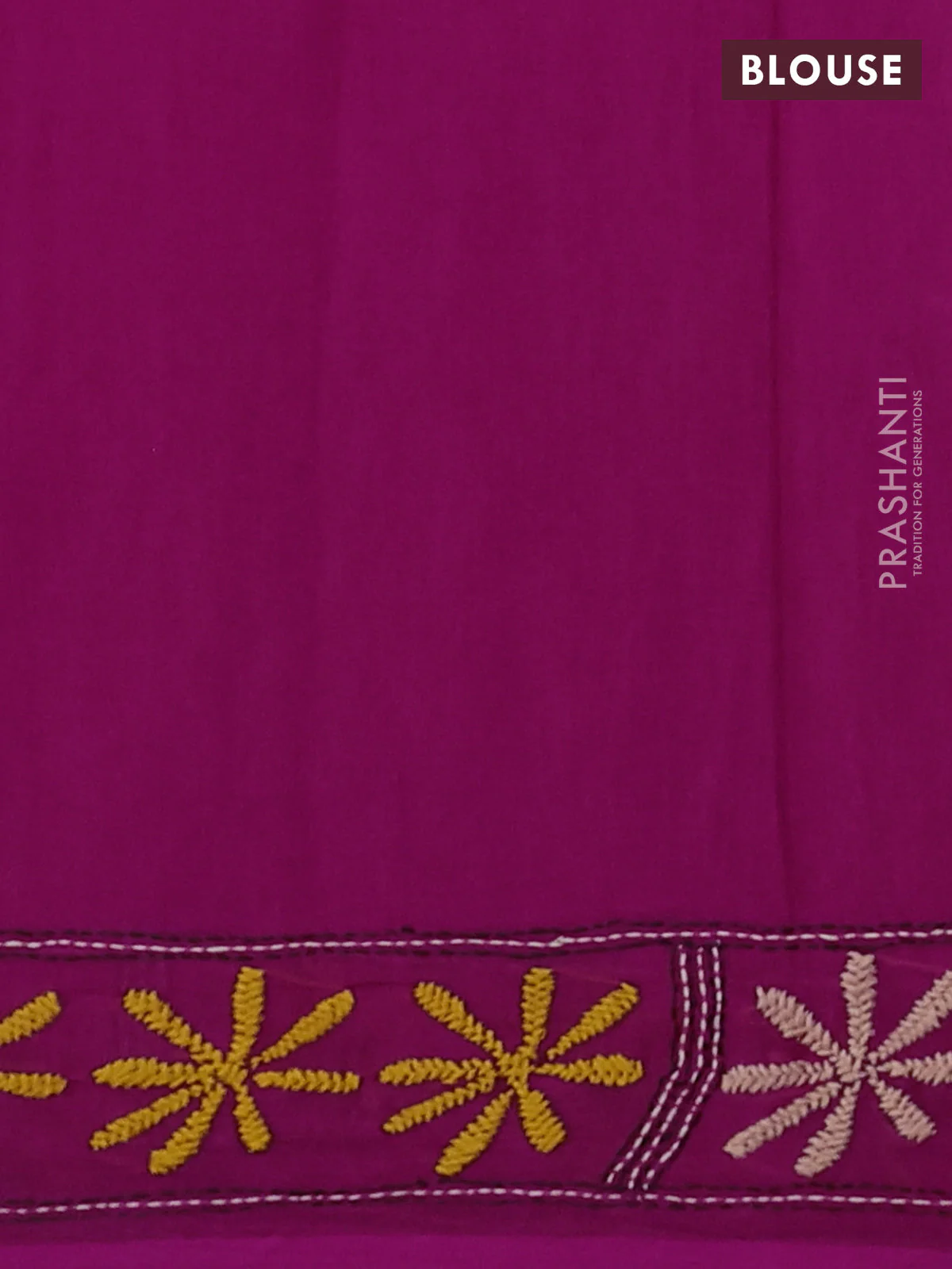 Cotton saree pink with kantha stitch work and kantha stitch work pallu - Image 3