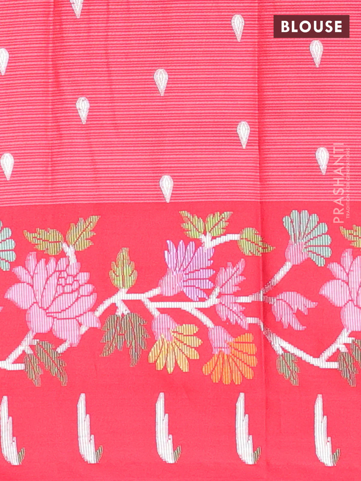 Cotton tissue zari kota unstitched lehenga peach shade and maroon with silver zari buttas & jamdhani weaves - Image 2