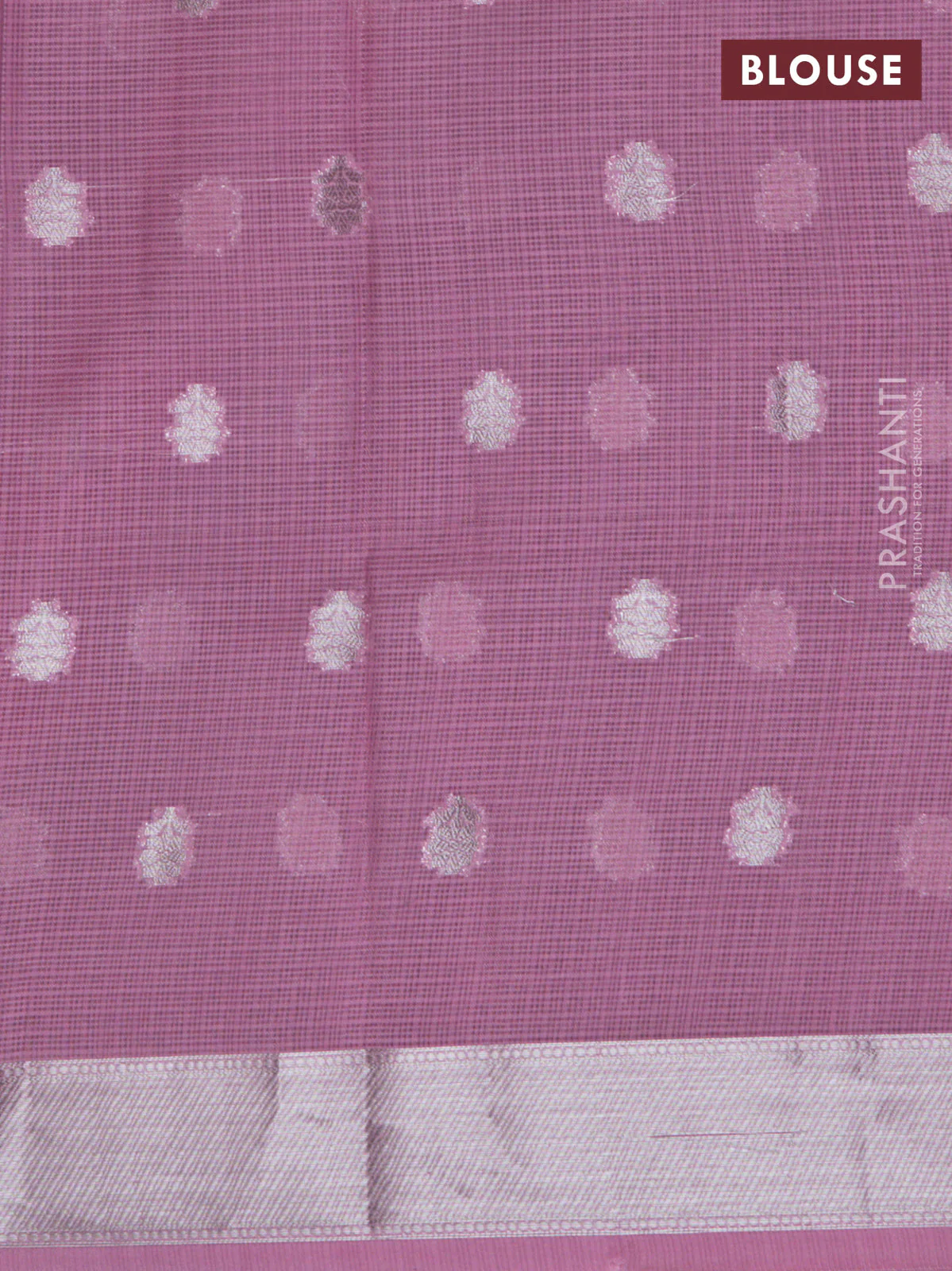 Cotton zari kota lehenga pink and peach pink with allover jamdhani weaves and zari woven border - Image 2