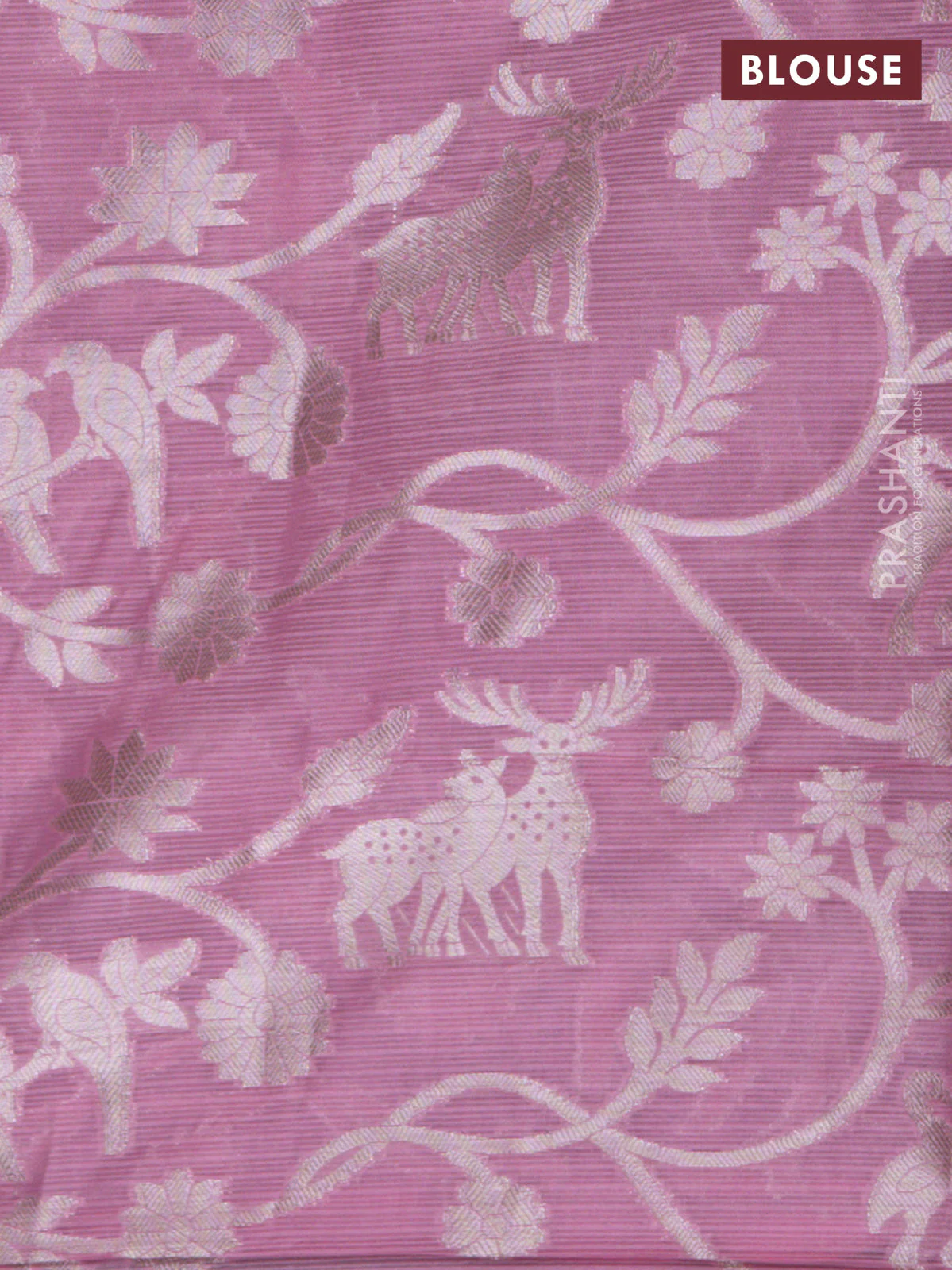 Cotton zari kota lehenga purple and pink with allover zig zag zari weaves and long silver zari woven border - Image 2