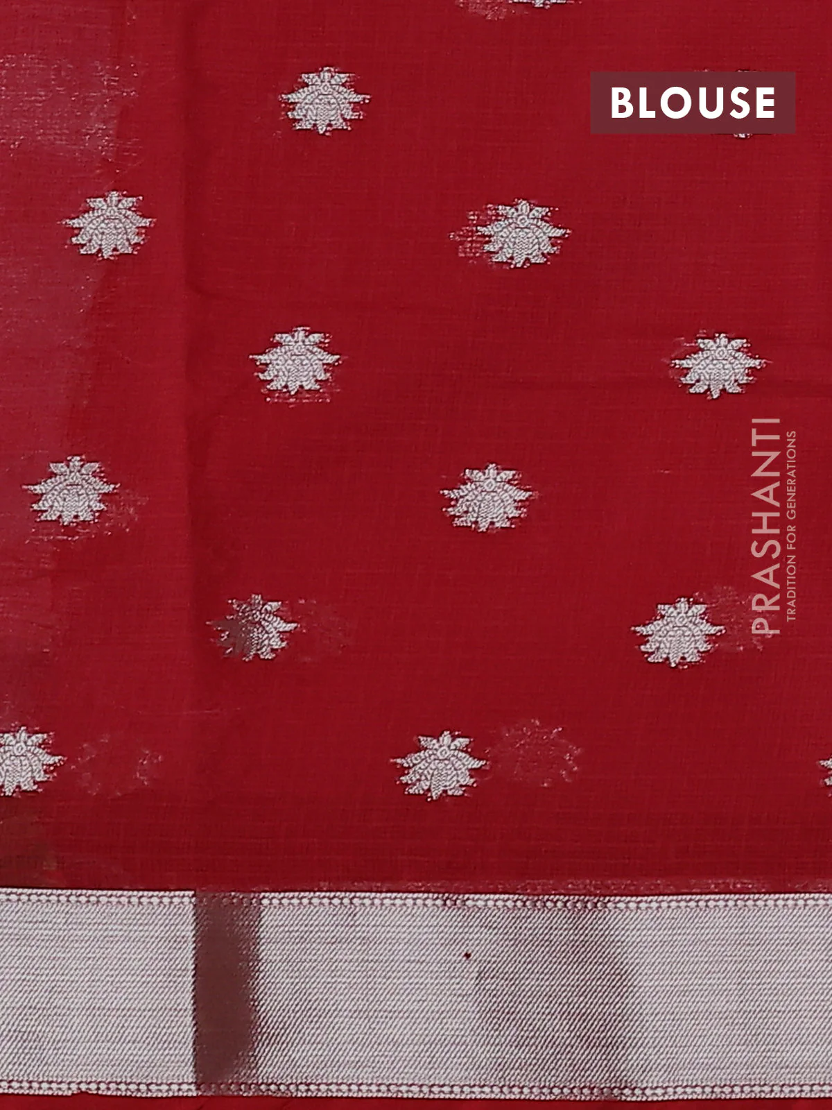 Cotton zari kota saree lavender and maroon with allover silver zari woven buttas and thread & zari woven border - Image 3