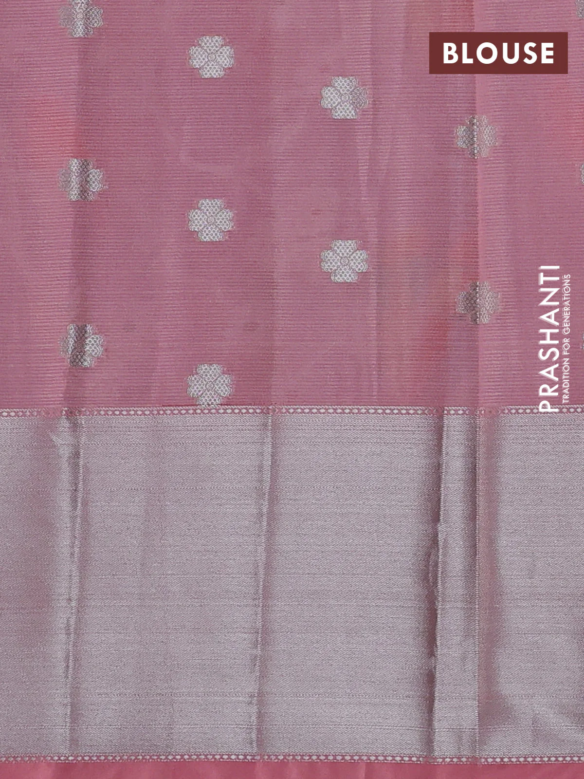 Cotton zari kota saree lavender and peach pink with allover thread & silver zari weaves and long silver zari woven border - Image 3